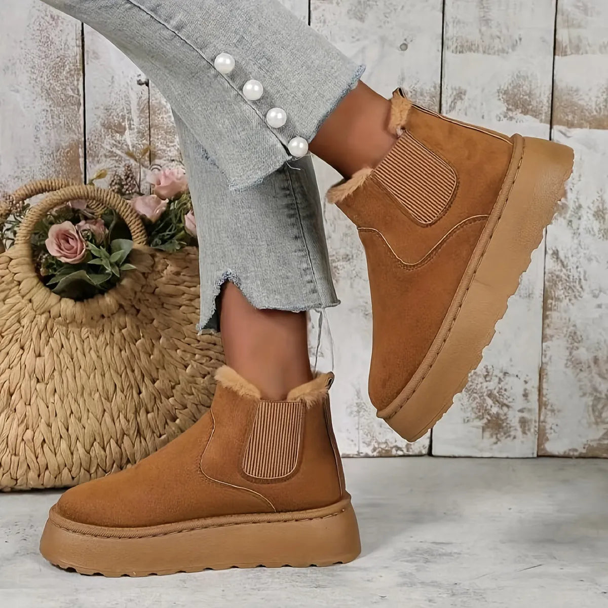Lina™ | Warme Damen-Plüsch-Stiefeletten